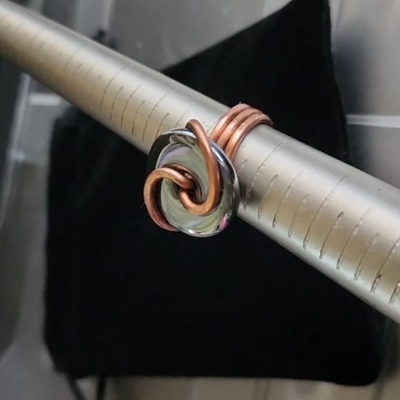 UNIQUE HEALING CRYSTAL!!! Natural Polished Tumbled Hematite Ring! - Picture 4 of 5